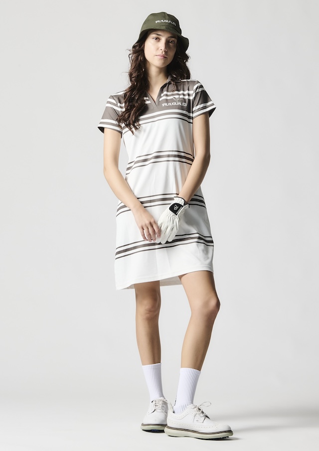LADIES' 113 GOLF S/S ONE PIECE BORDER |1PIU1UGUALE3(ウノ
