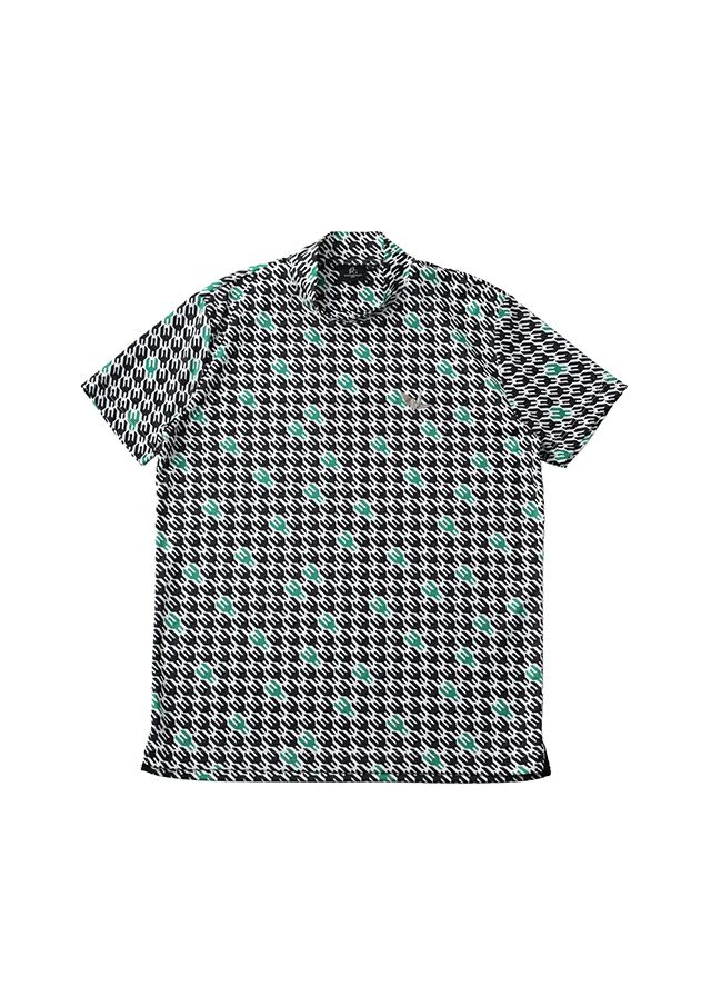 113 GOLF S/S MOCK NECK HOUNDSTOOTH |1PIU1UGUALE3(ウノ ピゥ