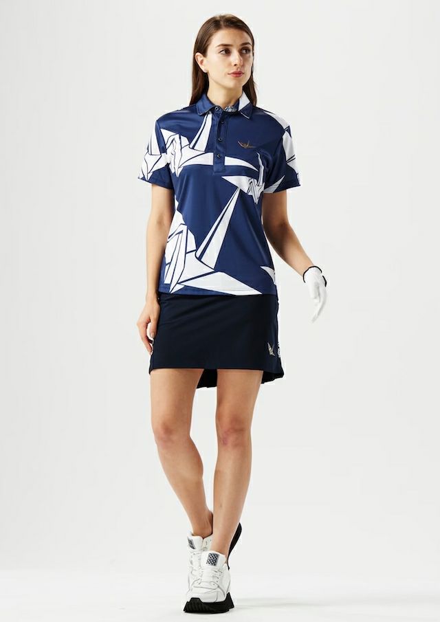 みーと1piu1uguale3 GOLF limited CRANE LADIES' 113 GOLF S/S POLO ORIGAMI CRANE |1PIU1UGUALE3(ウノ